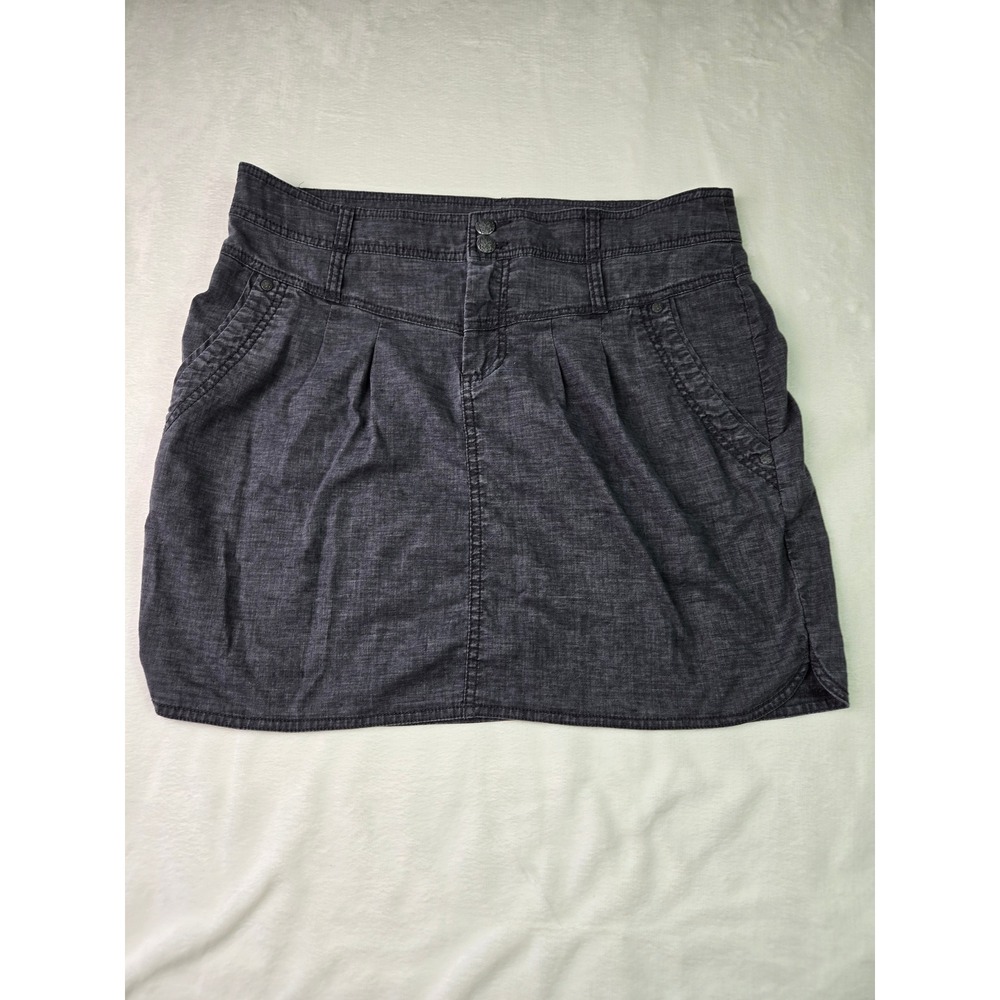 Prana Quinn Skirt Womens 12 Charcoal Grey Hemp Blend Hiking Travel Active‎ Mini
